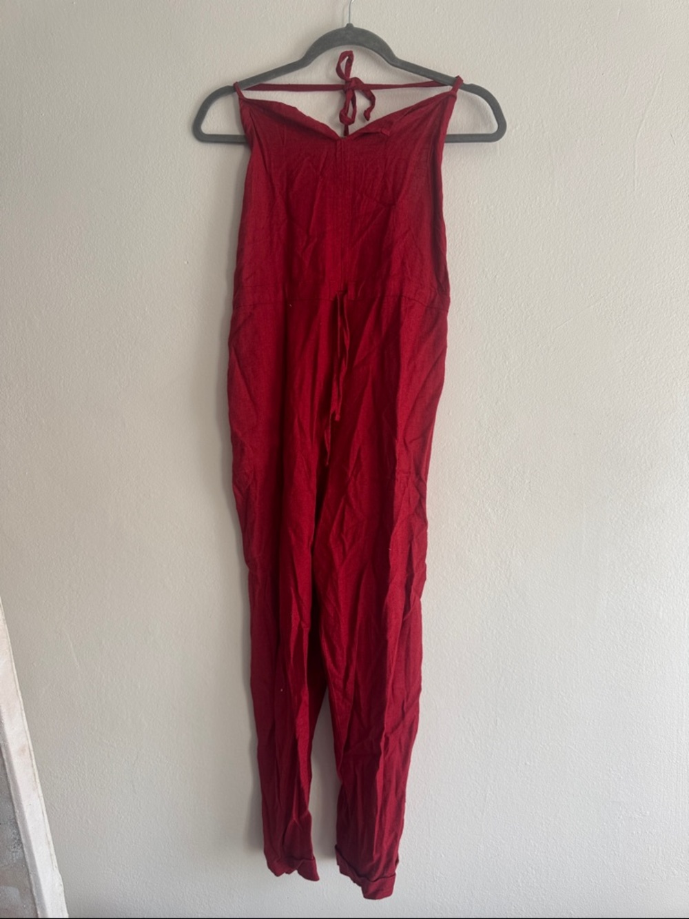Women’s Red Halter Jumpsuit linen